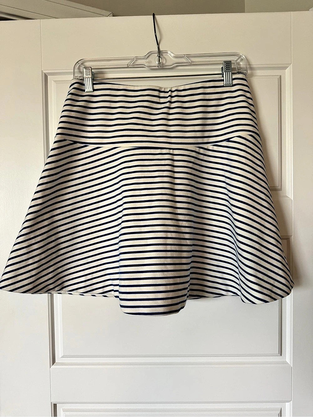 Draper James Striped A-Line Skirt in White & Blue Size Medium